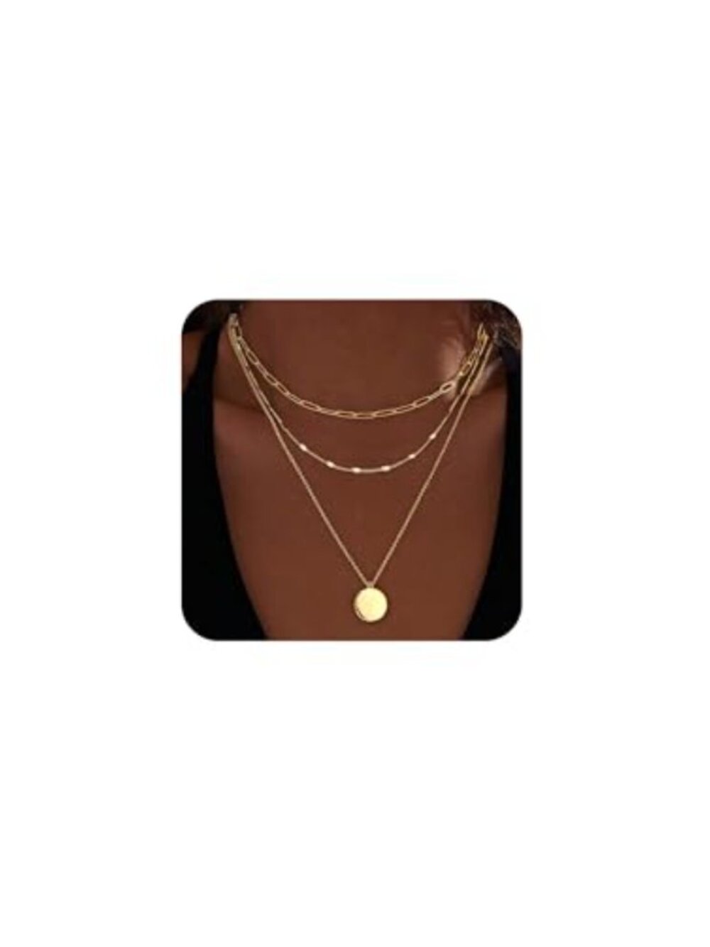 14k Gold Plated Layered Necklace Set 3 Pc Cuban Herringbone Snake Chain